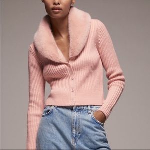 Faux fur pink cardigan